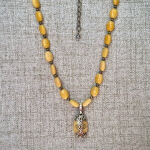 Relios Carolyn Pollack Sterling Silver Yellow Jasper Necklace & Pendant Set